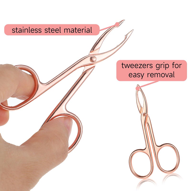 Dimeho Tweezers Scissor Handle, Straight Tip Eyebrows Tweezers Scissors Shaped Hair Plucker Portable Beauty Tool for Facial Hair Remover Eyebrows Care (Black/Silver/Rose Gold,3 Pcs) - Image 3